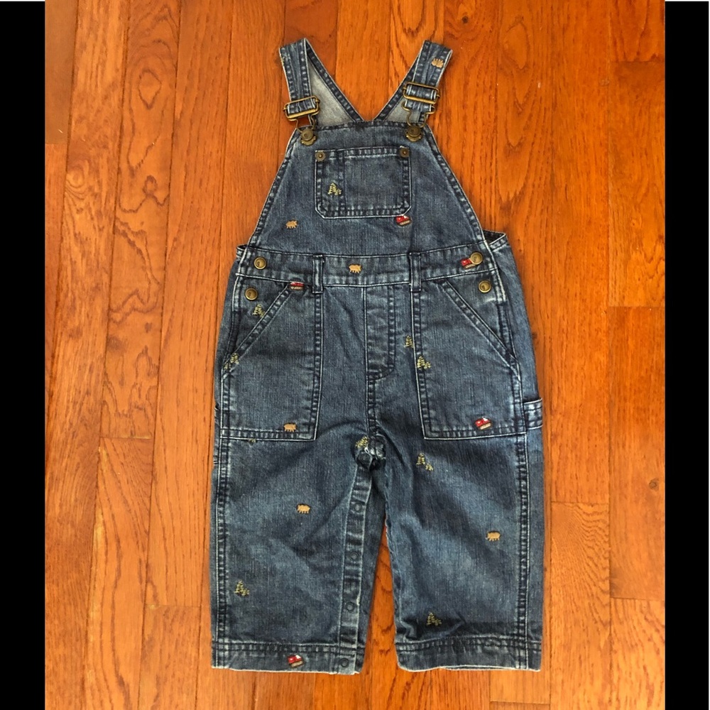 Vintage Gymboree 12-18 M denim overall in the forest